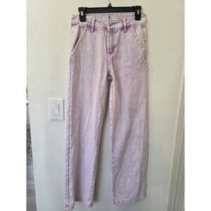 Flying Angel Mid Rise Jean Sz 3 Lilac Purple Acid Wash Wide Leg UniqueFunky Trap